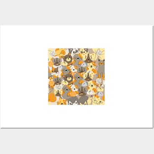 Cute Cats Orange and Grey Posters and Art